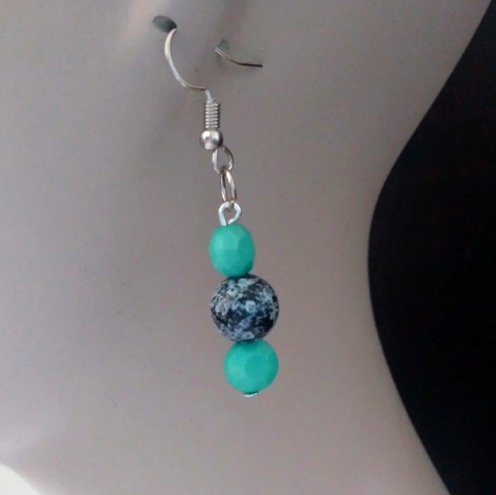 Crackle glass silver plated statement Earrings drop dangling earrings